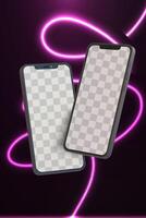 Smartphone mockup presentation display scene neon vector