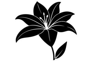 Sleek Monochrome Lily with Artistic Detailing vector