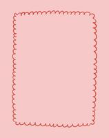 Frame in cute hand drawn style, illustration. Coquette border, great for wedding invitation designs or greeting cards. A4 format, frame with swirls in whimsical style. vector