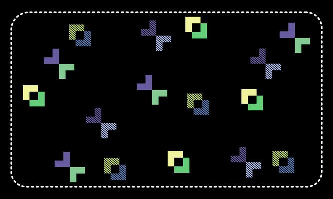 Retro computer art featuring pixelated shapes in a bold, geometric design. Perfect for adding a touch of 80s flair to any project.