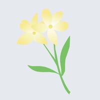Minimalist illustration of two bright yellow flowers with soft petals and dark yellow pistils vector