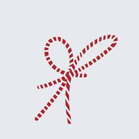 Simple illustration of a red rope knot with white lines vector
