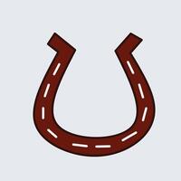 A simple illustration in the shape of a brown horseshoe with a white line in the middle vector
