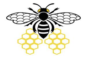 Sleek Abstract Bee Illustration with Integrated Honeycomb vector