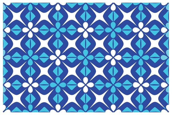Minimalist Blue Floral Geometric Pattern Design