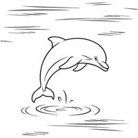 Dolphin super simple black and white illustration background vector