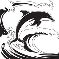 Dolphin super simple black and white background vector