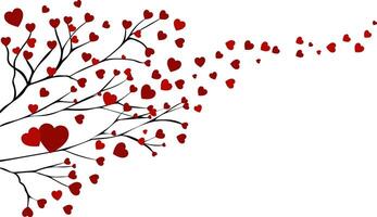 Hearts on a isolate background with a romantic and decorative design. The concept of branches of love. Tree of love. Happy Valentine's day. vector