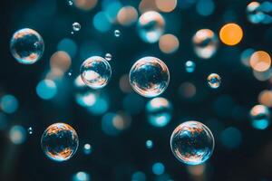 Macro view of floating bubbles. photo