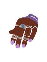 An illustration of a woman's hand with rings vector