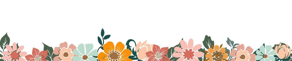 A colorful floral border with a white background vector