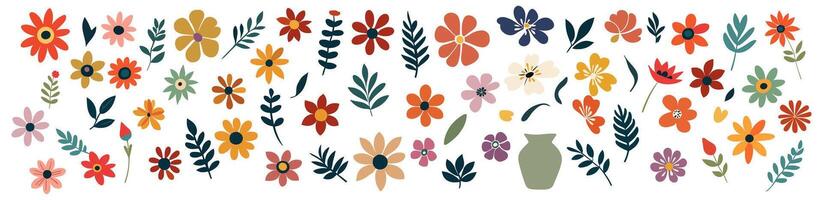 A colorful floral pattern with a cat and a bird vector