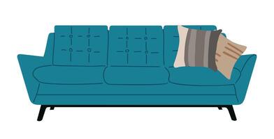 A blue couch with a pillow on it vector