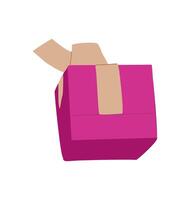 A pink box with a bow on it vector