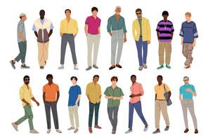 Men in different colors and styles vector