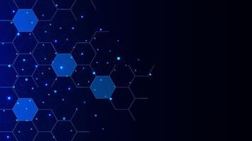 Abstract blue hexagonal and glowing particles. Geometric design with polygonal shapes for chemistry, medical, science and technology vector