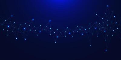 Futuristic connecting points and waves. Big data visualization and communication concept vector