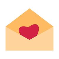 Envelope with a heart inside. Mail, love letter or stationery theme. Valentines Day element in flat style isolated on white background vector