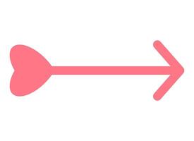 Arrow with heart icon. Pink Colored love element in flat style. Simple graphic illustration. Isolated object on a white background vector