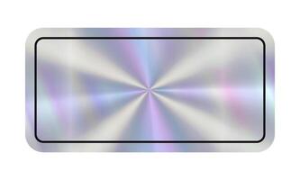 Hologram empty rectangular Sticker with line decoration. Holographic label in retro style. Simple geometric shape with rainbow y2k color. Blank Tag minimalist coupon for your text vector