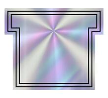 Gift box Hologram empty Sticker with hearts pattern. Holographic label in retro style. Simple geometric shape with rainbow y2k color. Blank Tag for your text. vector