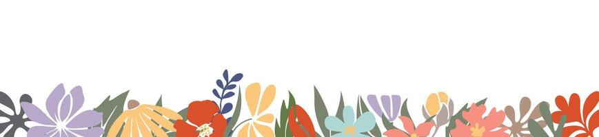 A colorful flower border with a white background vector