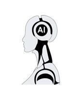 A robot head with the word ai on it vector