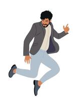 A man in a suit is running in the air vector