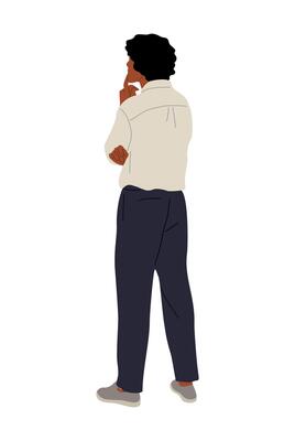 A man standing with his hands on his chin