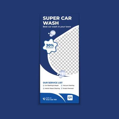 Sleek and Modern Roll-Up Banner Design Template for Car Wash Services