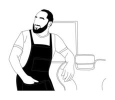 A black and white drawing of a man with a beard vector