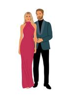 A man and woman in formal attire standing next to each other vector