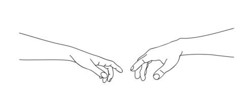 Two hands reaching out to each other vector