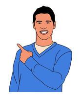 A cartoon man pointing at something vector