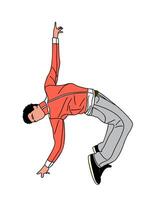 A man doing a handstand in the air vector