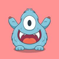 Playful monster with huge eyes, a toothy grin, and a welcoming smile. vector