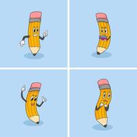 Whimsical and Expressive Pencil Cartoon Set vector
