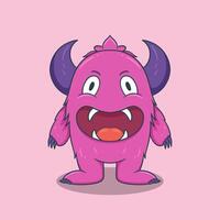 Adorable monster character with oversized eyes, sharp fangs, and a warm smile. vector