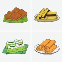 Whimsical and Colorful Indonesian Jajanan Pasar Illustrations vector