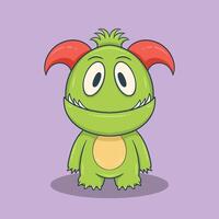 Cartoon Monster Character with, large eyes, sharp teeth vector