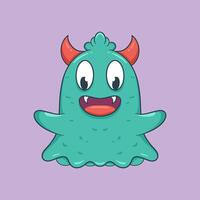 Cartoon Monster Character sharp teeth, and a friendly smile vector