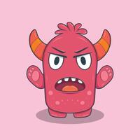 Cartoon Monster Character with large eyes sharp teeth vector
