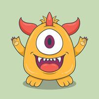 Monster Character with large eyes, sharp teeth vector