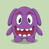 Soft and silly monster with extra-large eyes, quirky fangs, and a beaming face vector