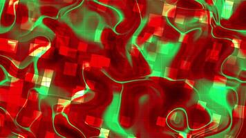 Red and green abstract swirls overlay a grid of squares. video