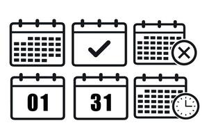 Calendar date icon set. Planner. Calendar icon with different date from 1 and 31 day. Meeting deadlines. Isolated on white background vector