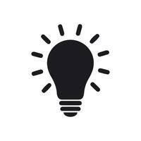 light bulb icon. Simple black icon, light bulb silhouette, illumination symbol, idea representation, creative concept, minimalist design, stark contrast, white background vector