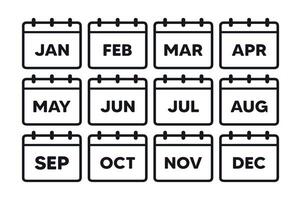 Calendar icons, minimalist design, black and white, monthly layout, grid arrangement, simple typography, tear-off calendar style, clean lines, organized display, monochrome aesthetic, graphic design vector