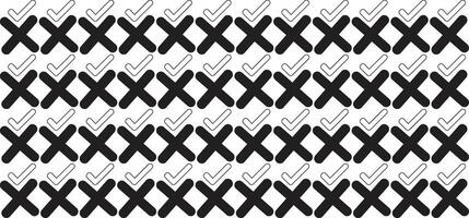 Black and White Checkmark and Cross Pattern vector