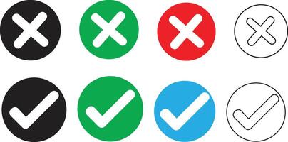 Colorful Circular Icons for Approval and Rejection vector